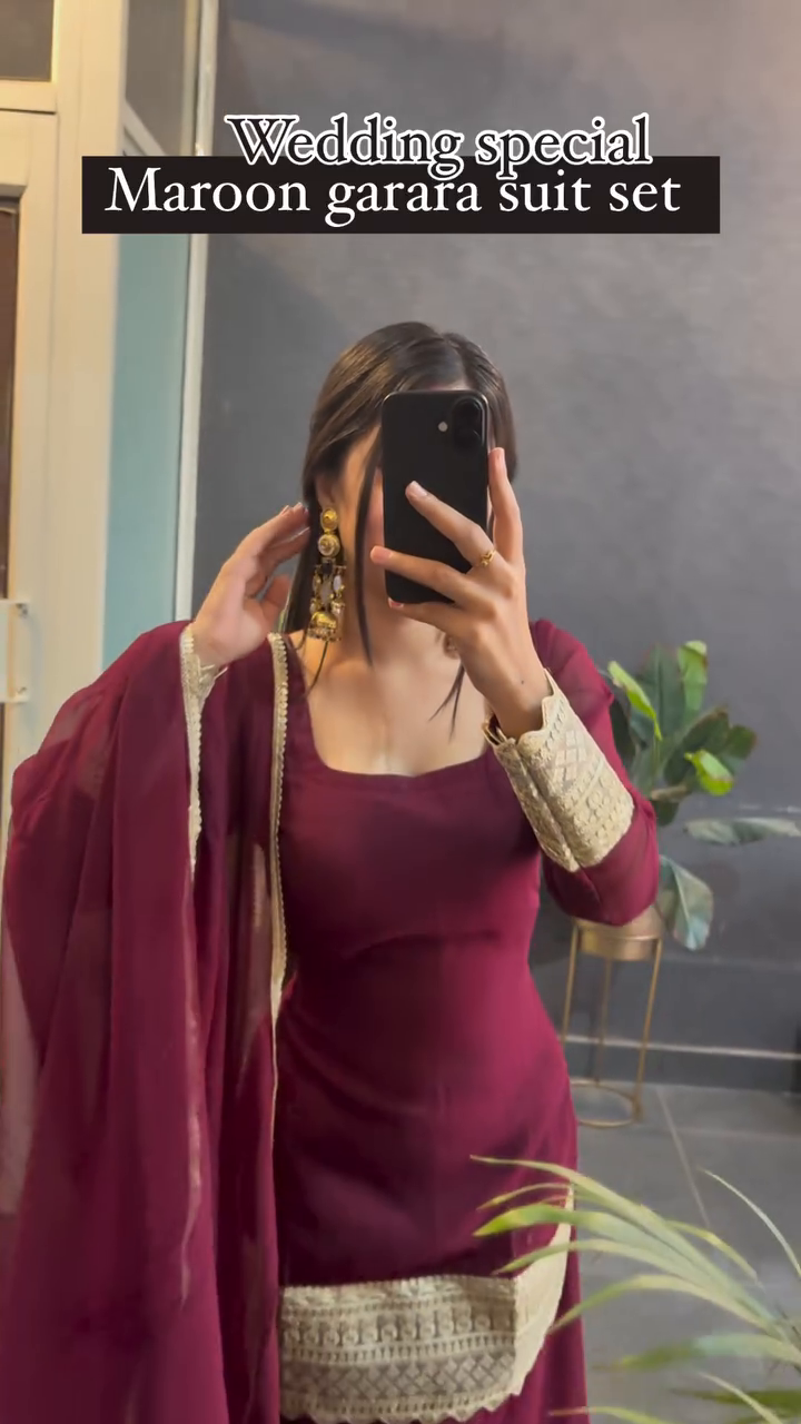 Maroon Garara Suit Set – Wedding Special Ethnic Wear