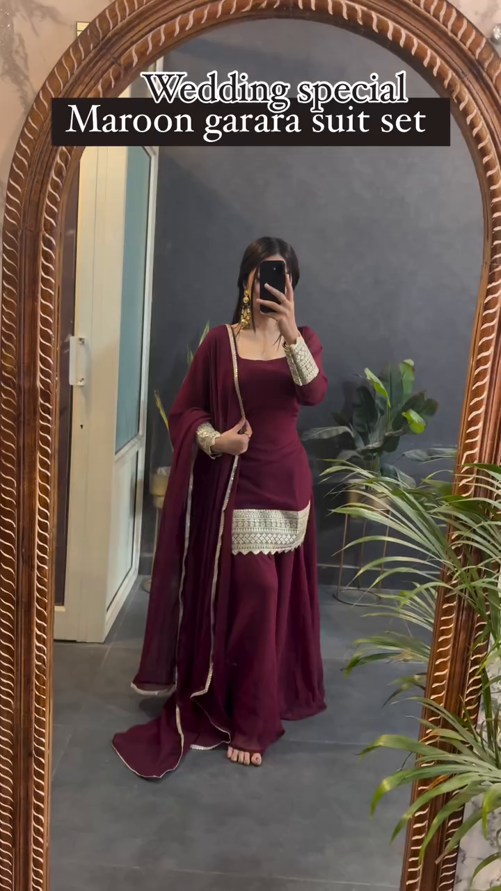 Maroon Garara Suit Set – Wedding Special Ethnic Wear