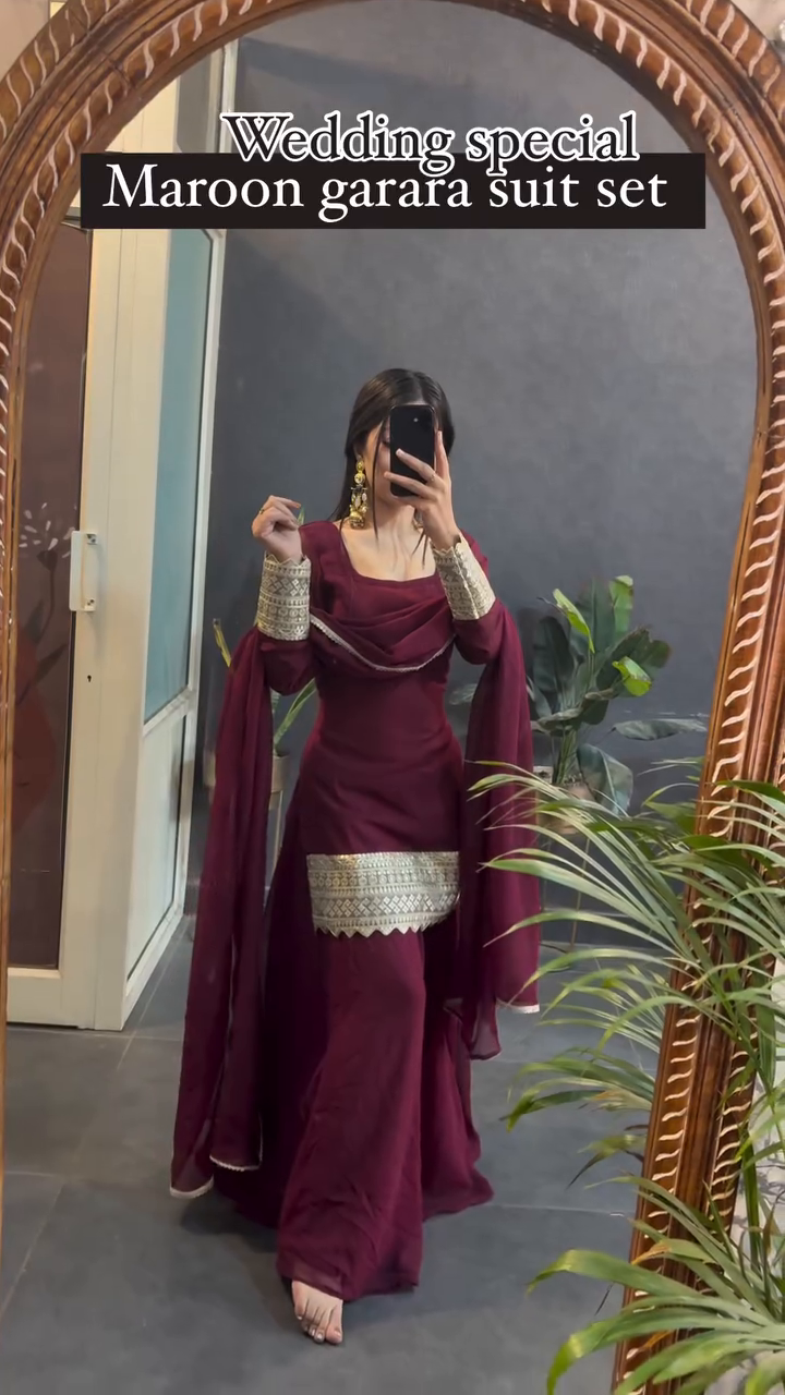 Maroon Garara Suit Set – Wedding Special Ethnic Wear