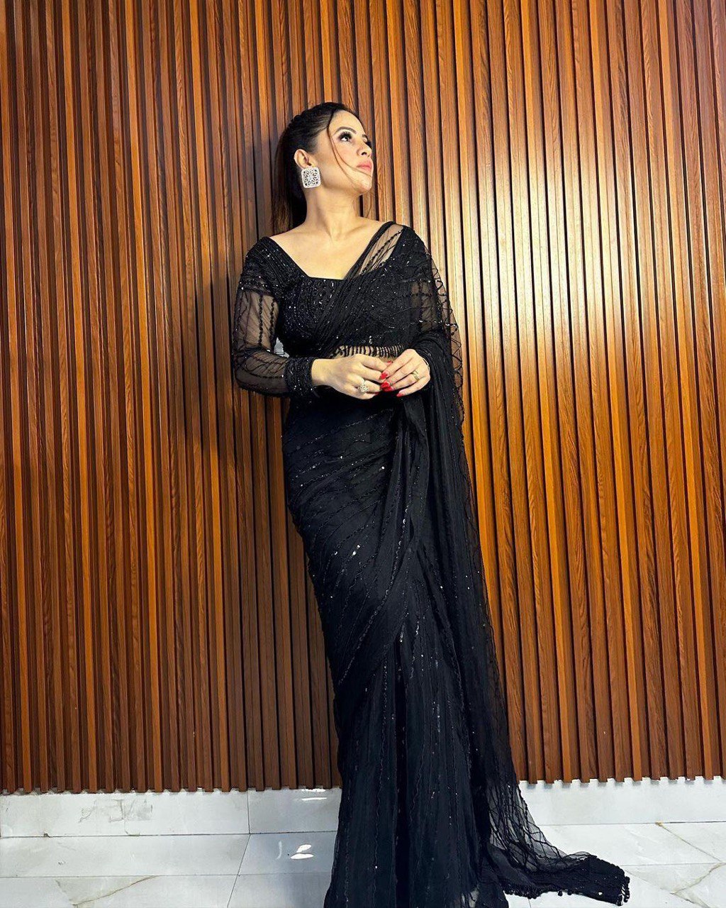 Black Starlight Sequnce Saree