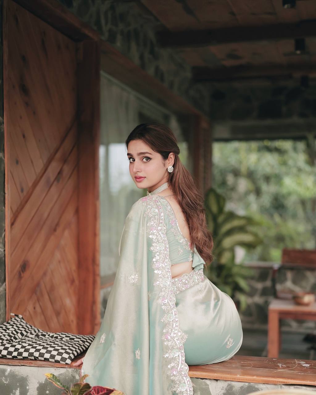 Celestial Glow Mint Green Saree
