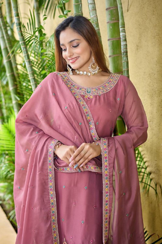 Dusty Rose Ethnic Straight-Cut Suit