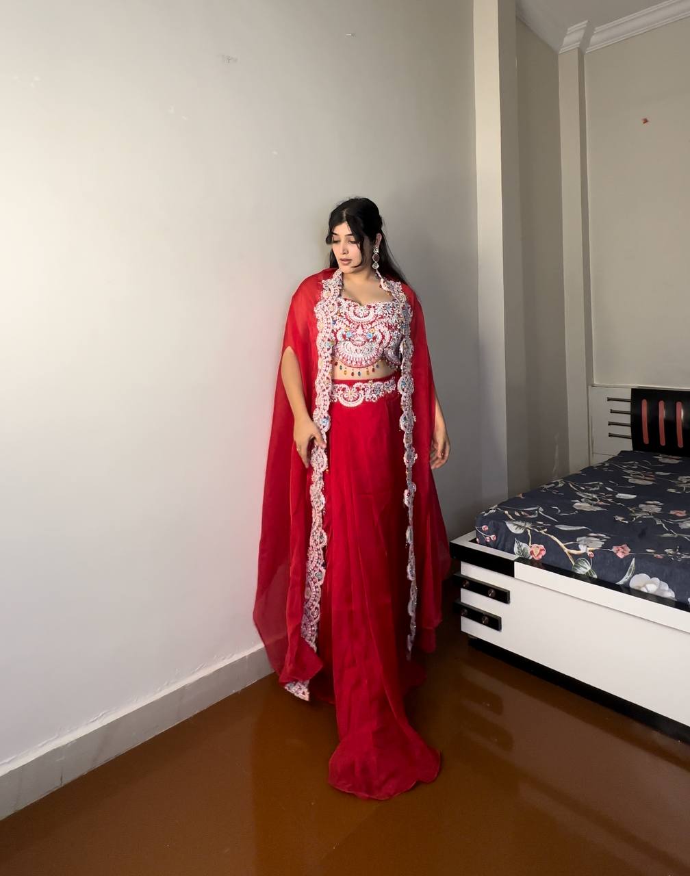 Zara Red Crimson Bloom Drape Set