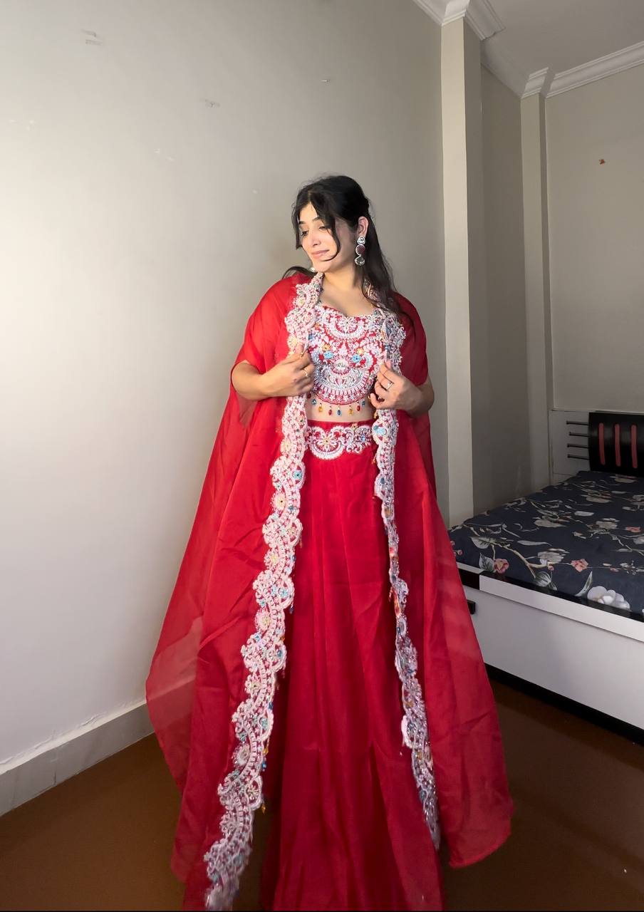 Zara Red Crimson Bloom Drape Set