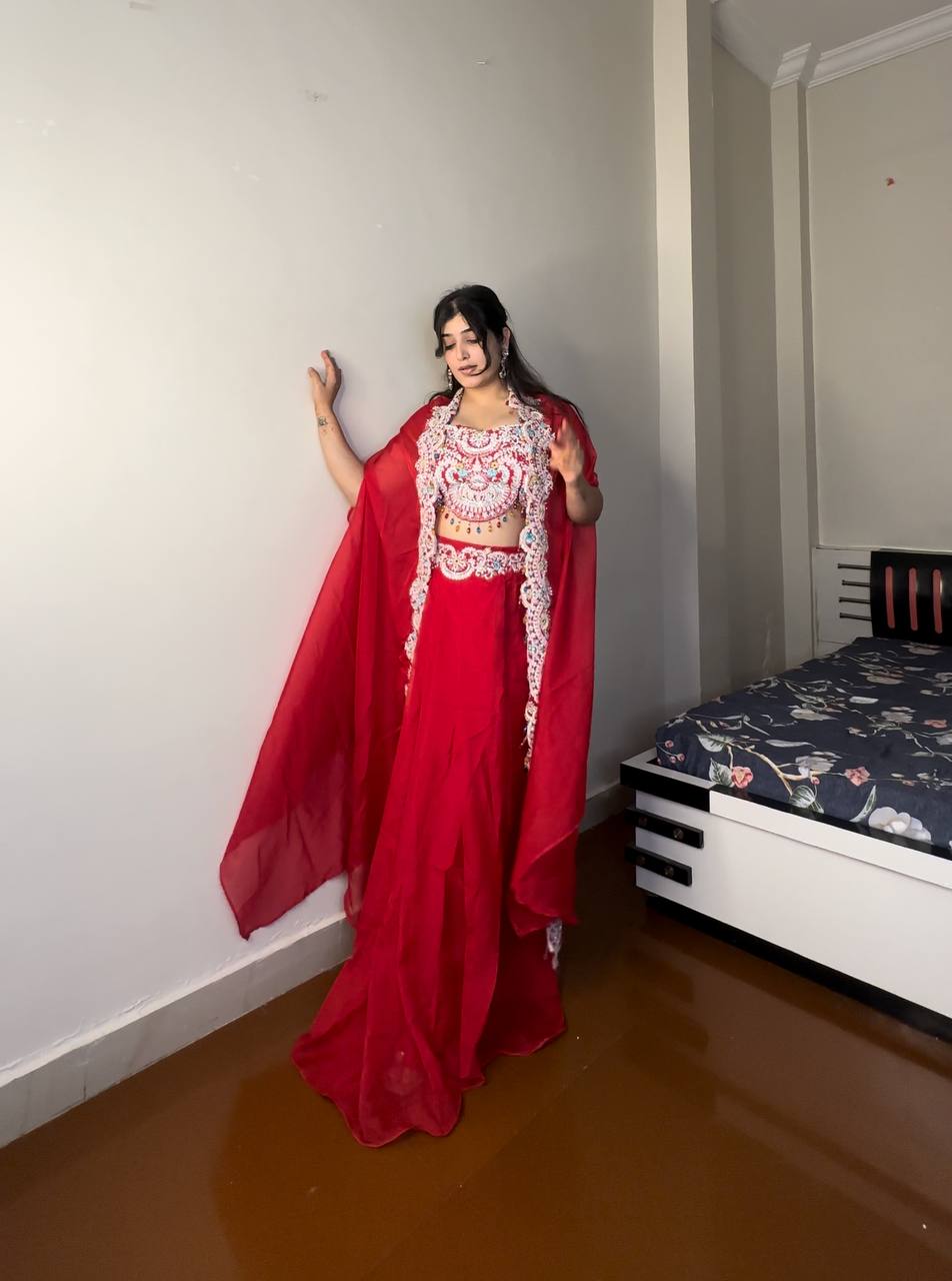 Zara Red Crimson Bloom Drape Set