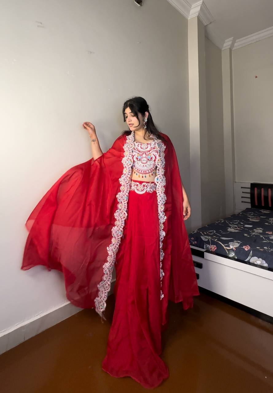 Zara Red Crimson Bloom Drape Set