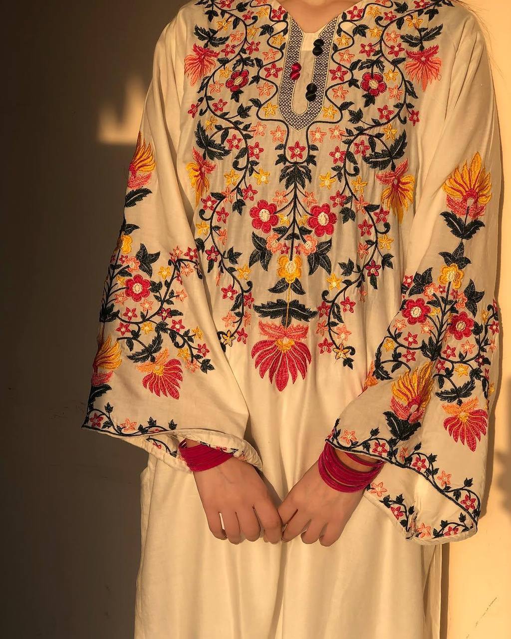 Sunset Bloom Mirror Embroidered Kurta Set
