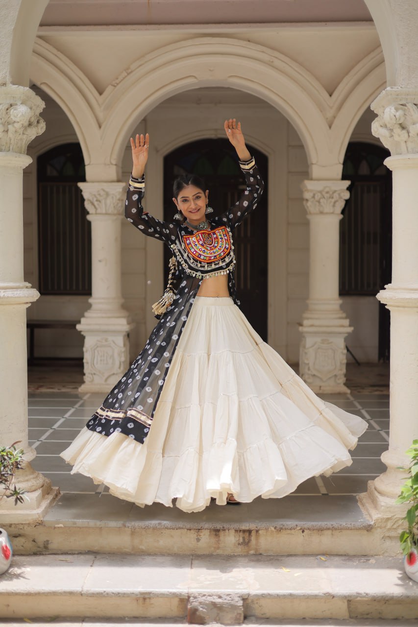 Raas Rang Collection Mirror Embroidered Front Cut Jacket Choli