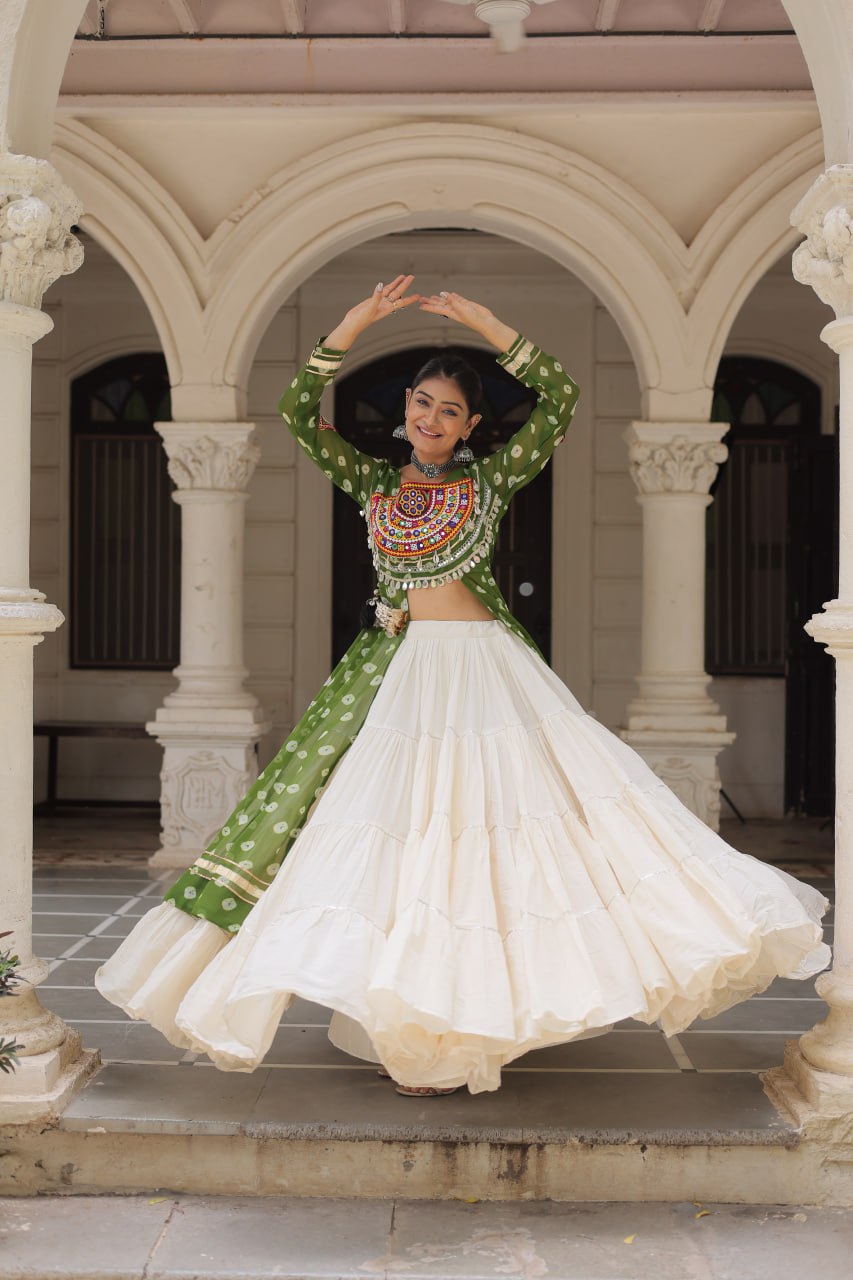 Raas Rang Collection Mirror Embroidered Front Cut Jacket Choli