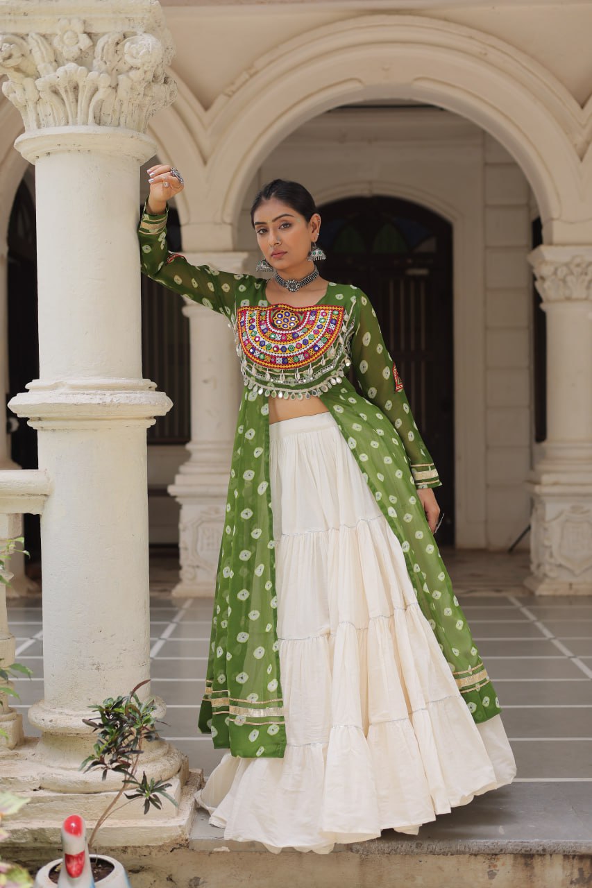 Raas Rang Collection Mirror Embroidered Front Cut Jacket Choli