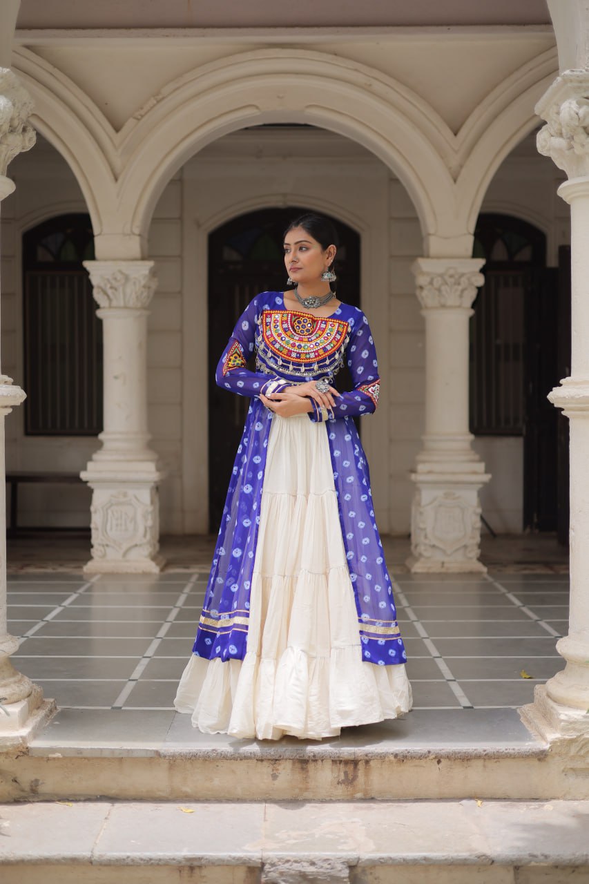 Raas Rang Collection Mirror Embroidered Front Cut Jacket Choli