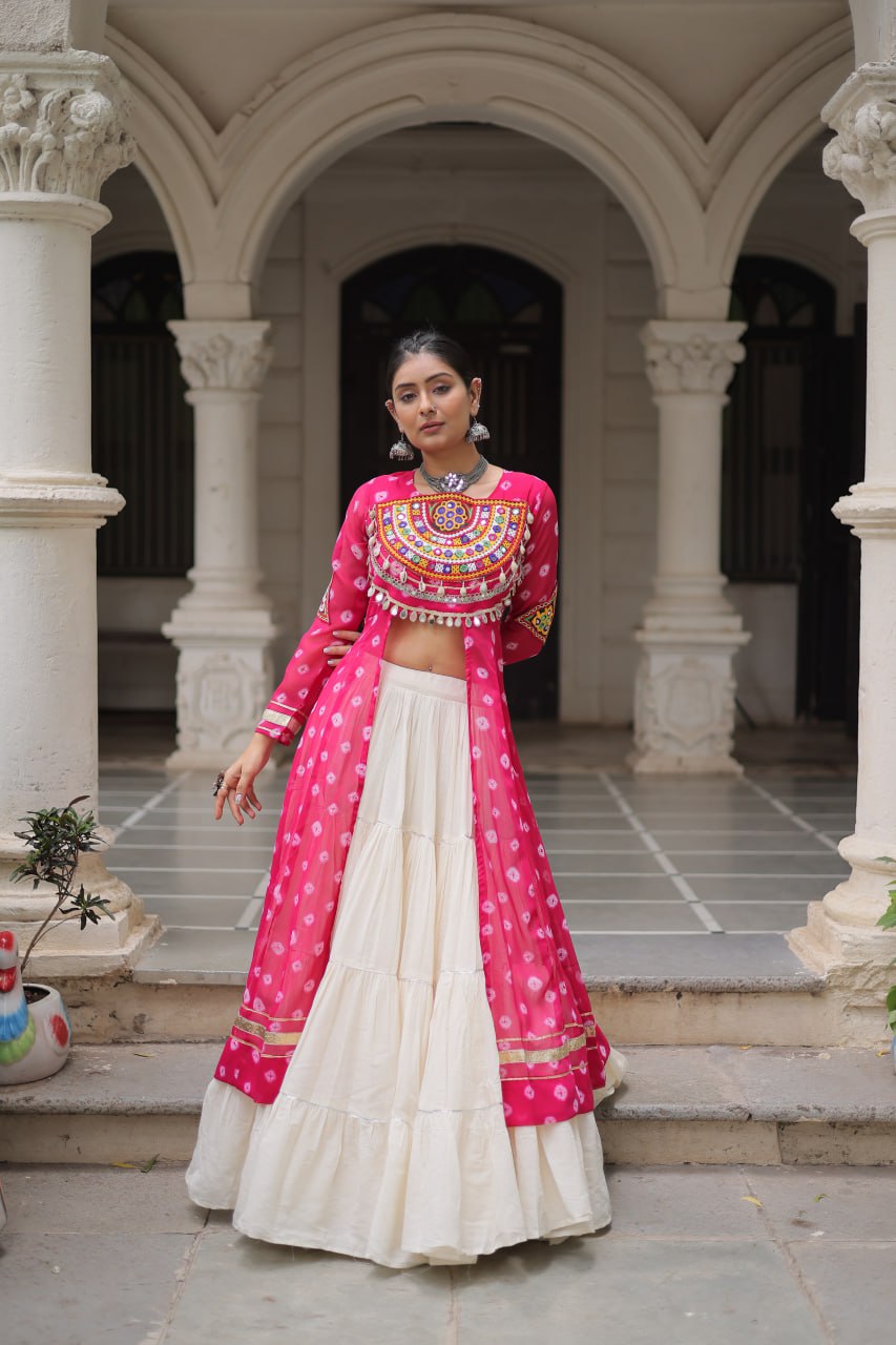 Raas Rang Collection Mirror Embroidered Front Cut Jacket Choli