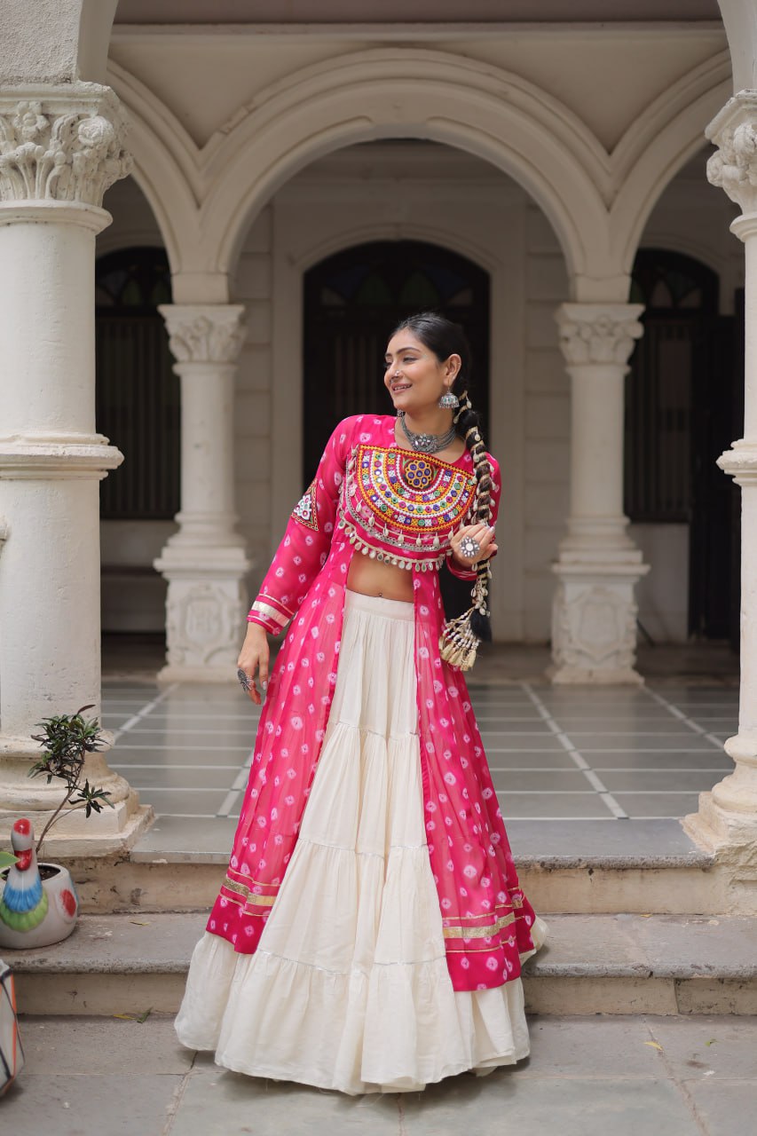 Raas Rang Collection Mirror Embroidered Front Cut Jacket Choli