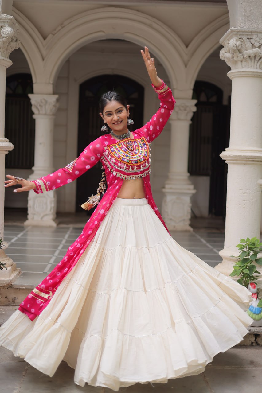 Raas Rang Collection Mirror Embroidered Front Cut Jacket Choli
