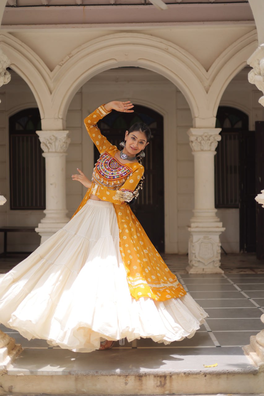 Raas Rang Collection Mirror Embroidered Front Cut Jacket Choli