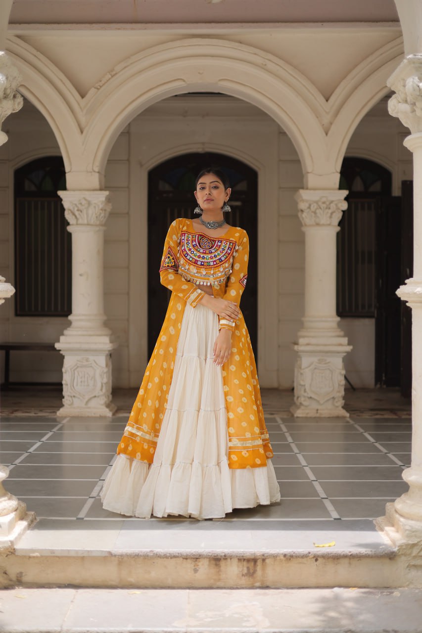Raas Rang Collection Mirror Embroidered Front Cut Jacket Choli