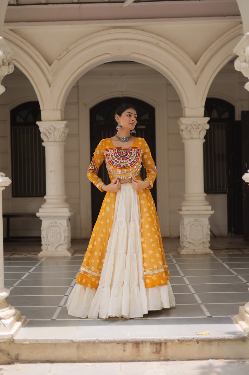 Raas Rang Collection Mirror Embroidered Front Cut Jacket Choli