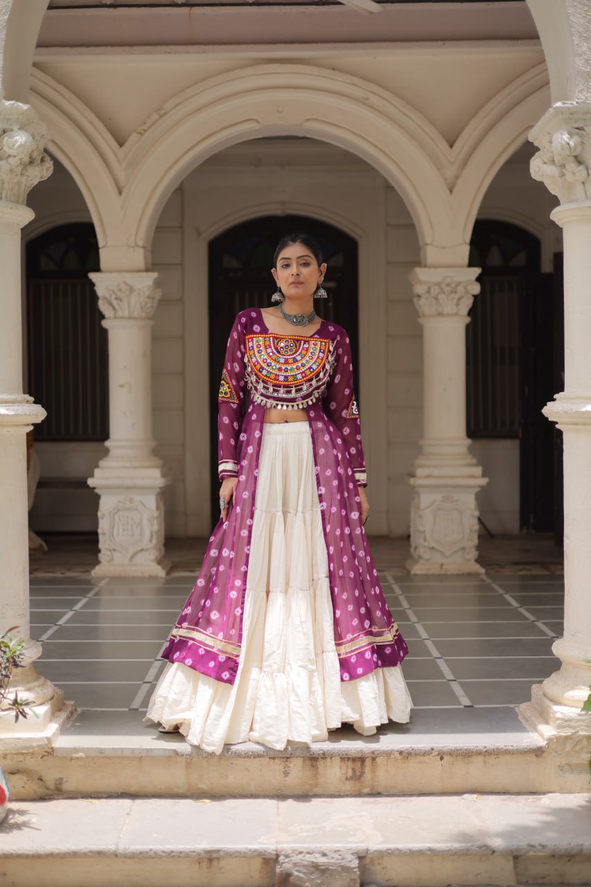 Raas Rang Collection Mirror Embroidered Front Cut Jacket Choli