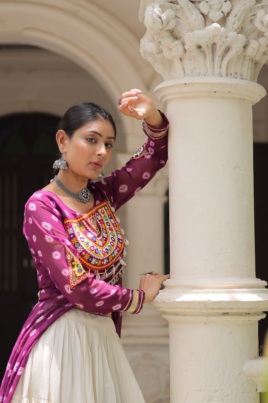 Raas Rang Collection Mirror Embroidered Front Cut Jacket Choli