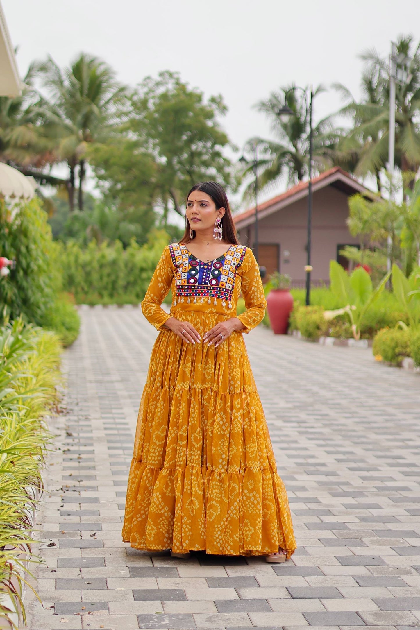 Bandhani Bliss Flared Anarkali Gowns
