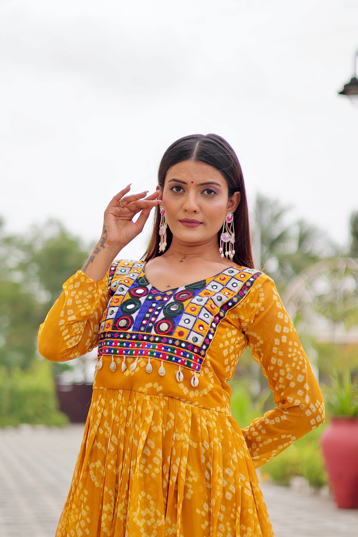 Bandhani Bliss Flared Anarkali Gowns