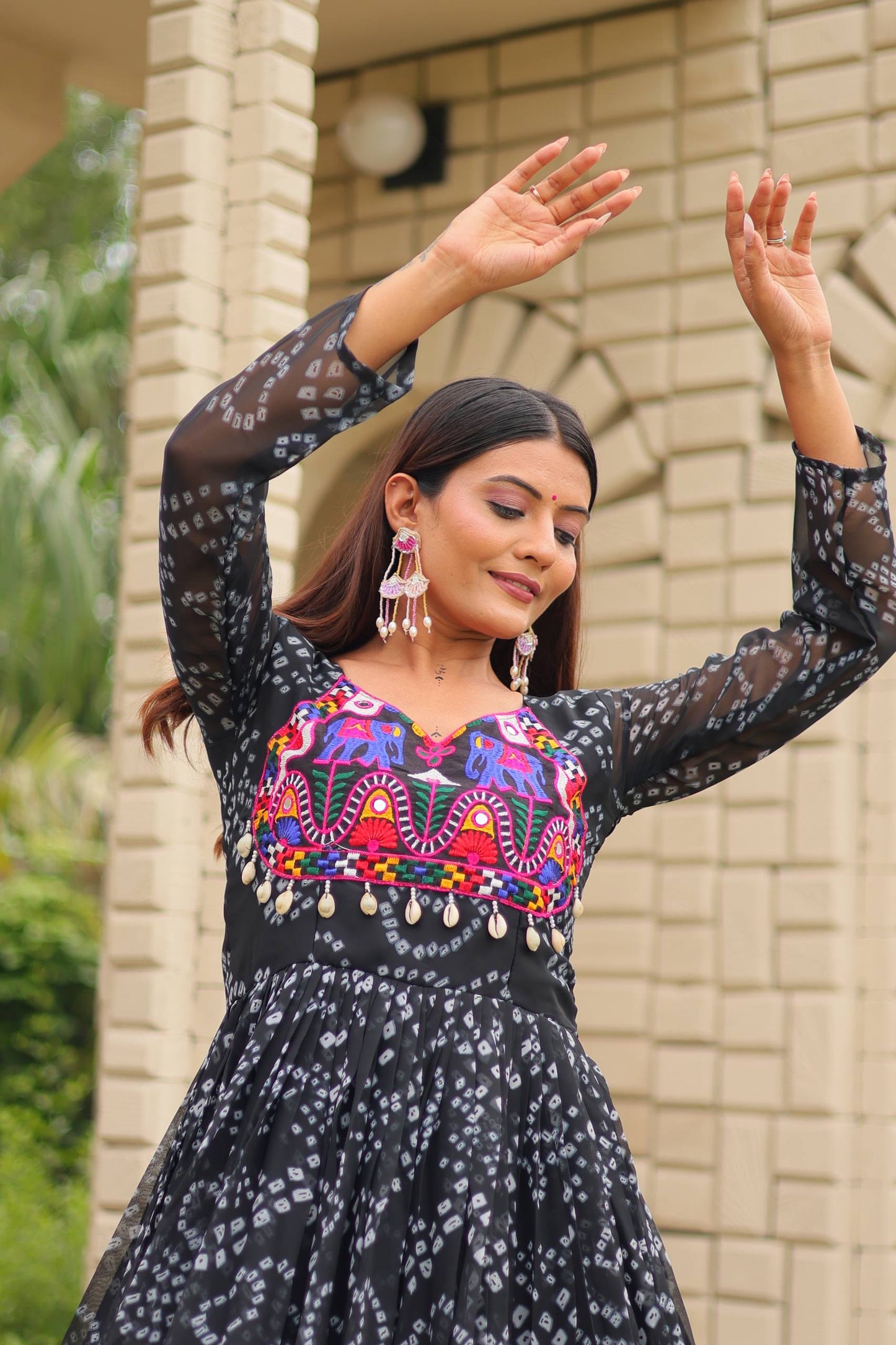 Bandhani Bliss Flared Anarkali Gowns