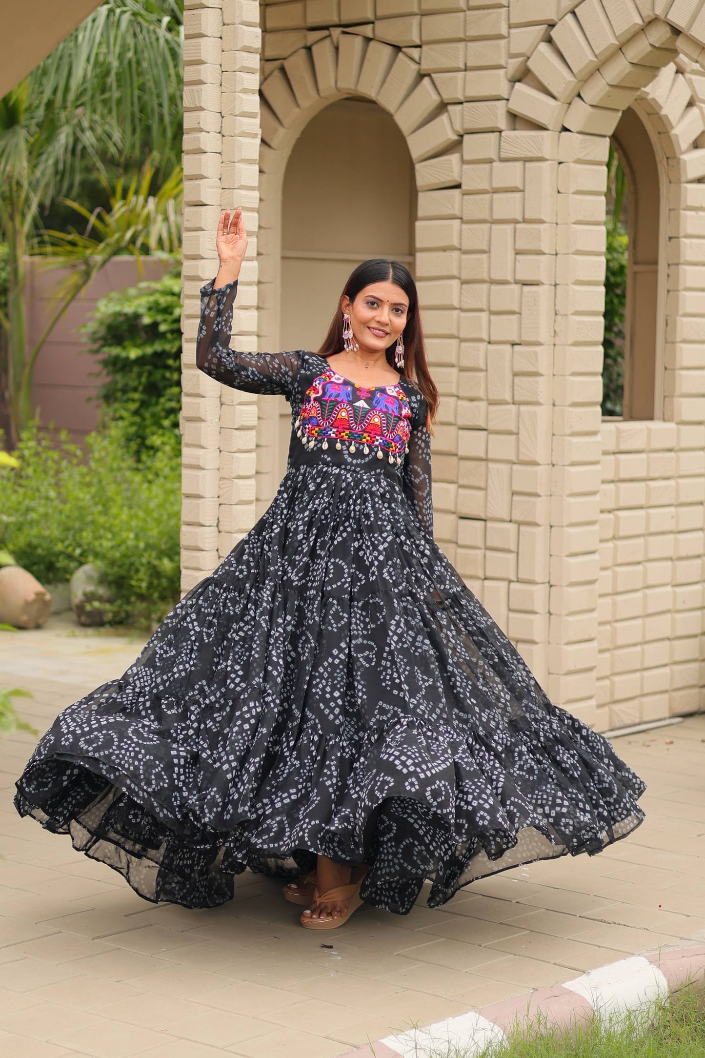 Bandhani Bliss Flared Anarkali Gowns