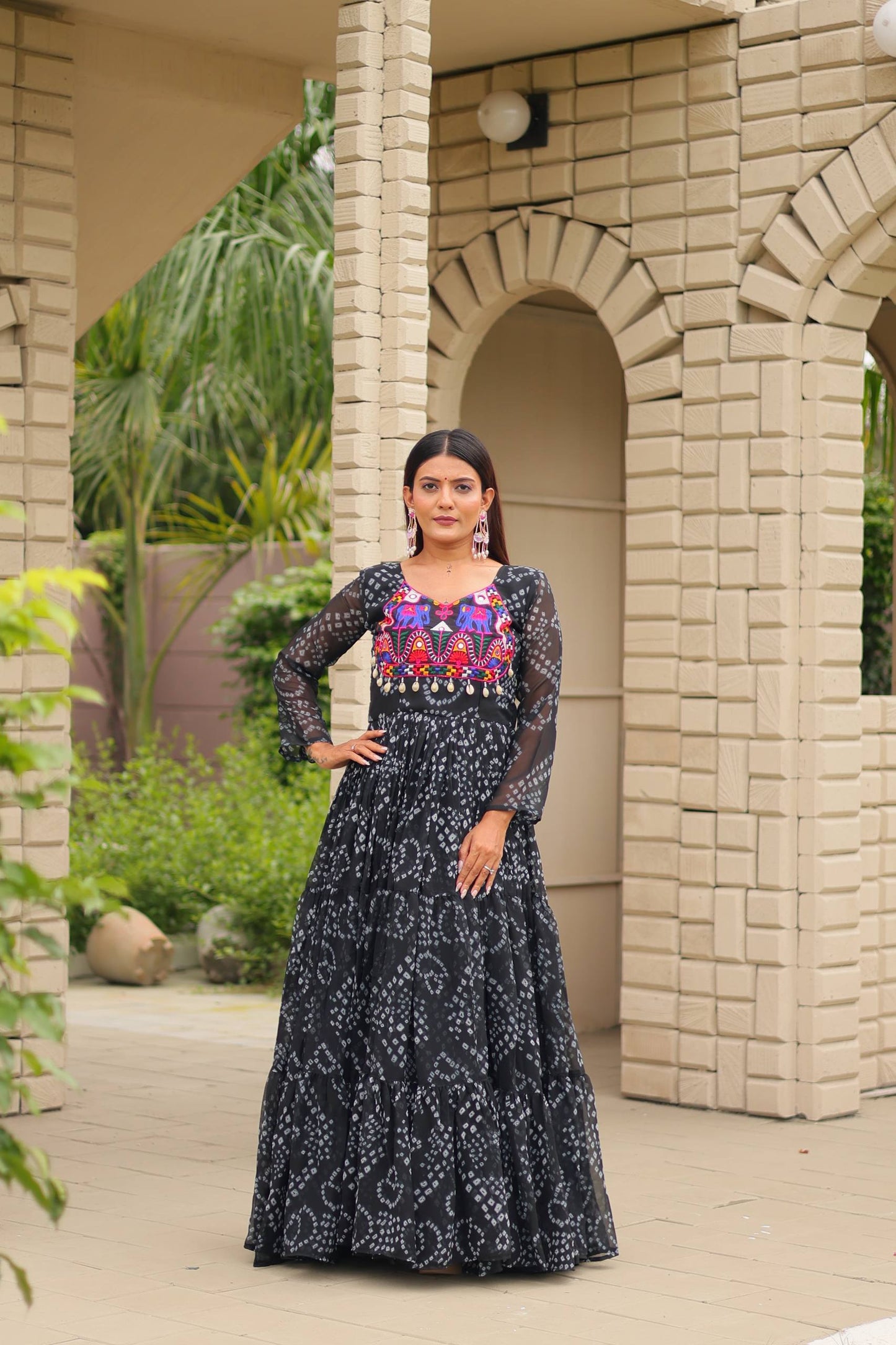Bandhani Bliss Flared Anarkali Gowns