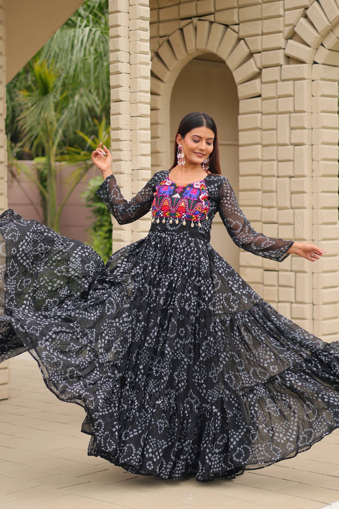 Bandhani Bliss Flared Anarkali Gowns