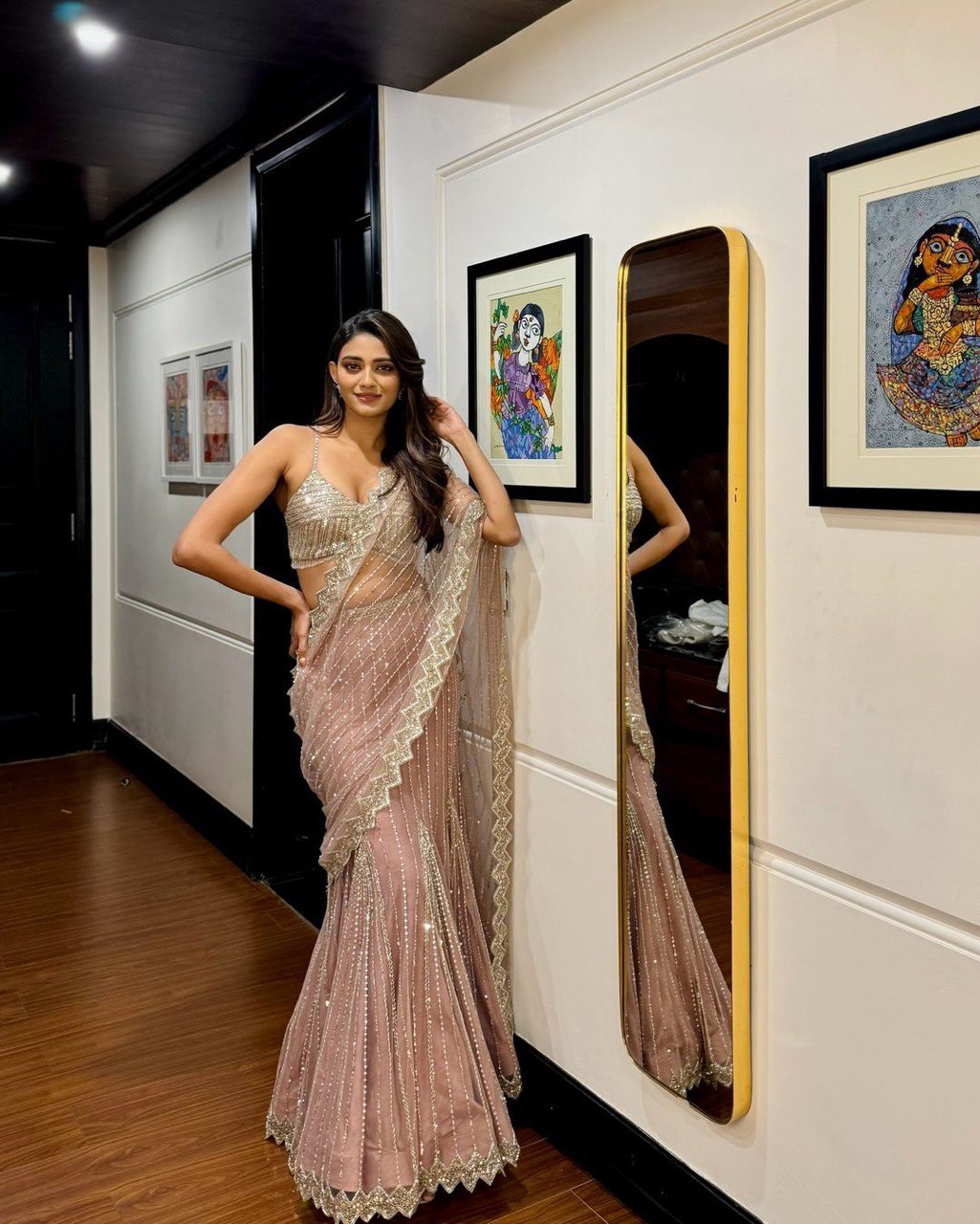 Blushed Drape Luxe Sequin Lehenga Saree