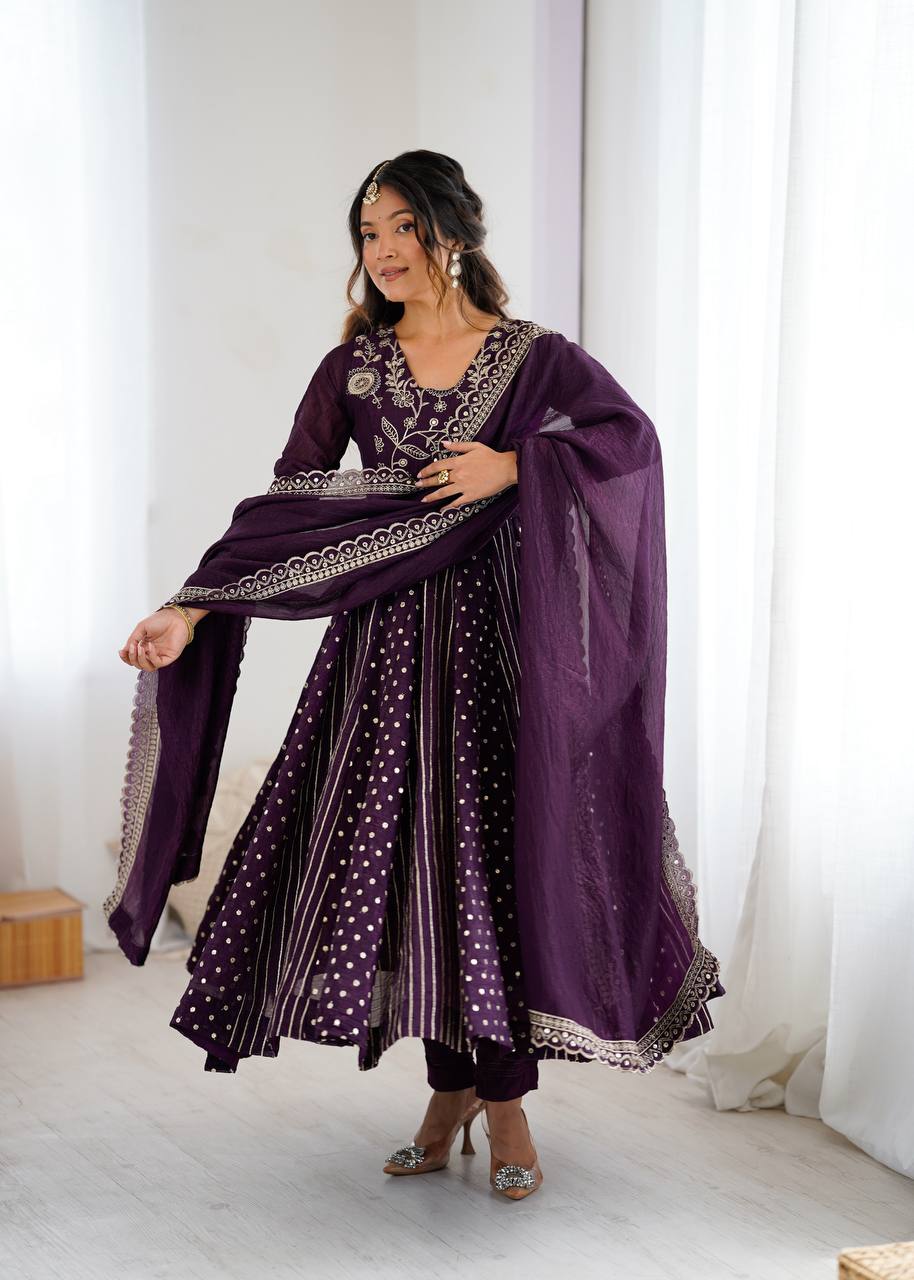 Majestic Mulberry Flared Anarkali