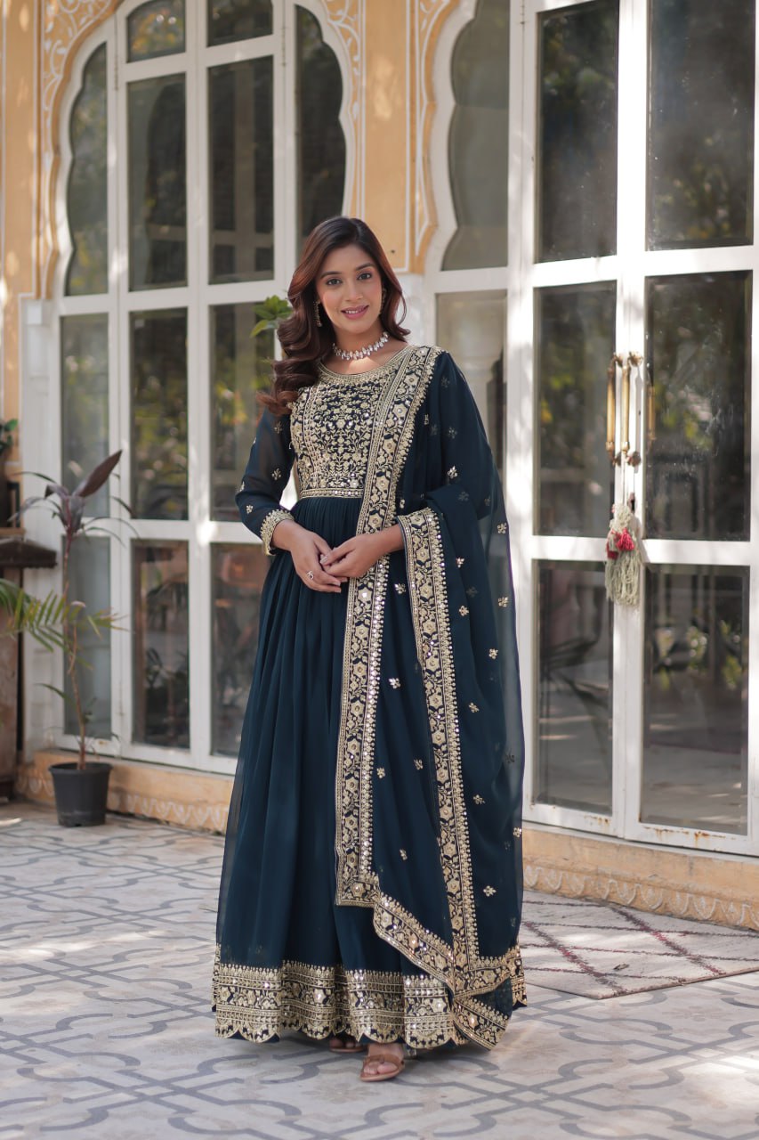 Swara Beatiful Faux Blooming Readymade Gown