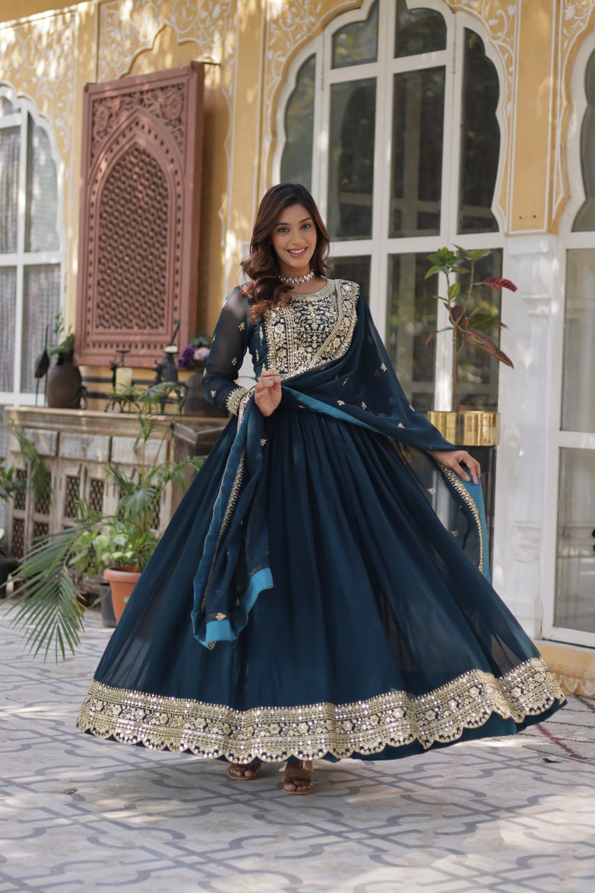 Swara Beatiful Faux Blooming Readymade Gown