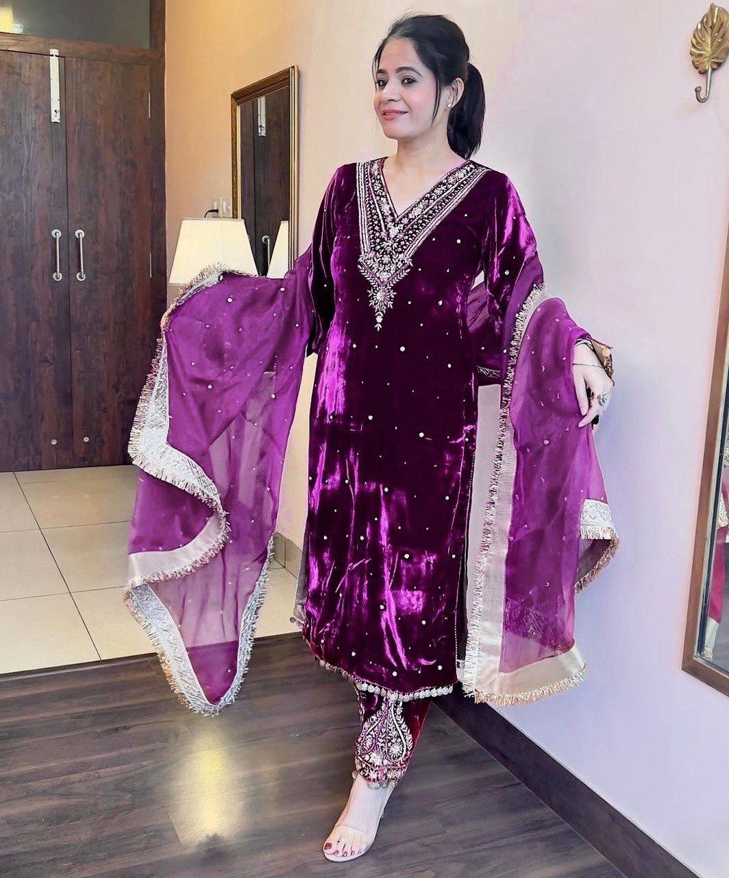 Crown of Velvet Elegance Suit Set