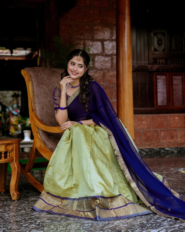 Celestial Charm Midnight Blue & Pistachio Designer Lehenga Choli