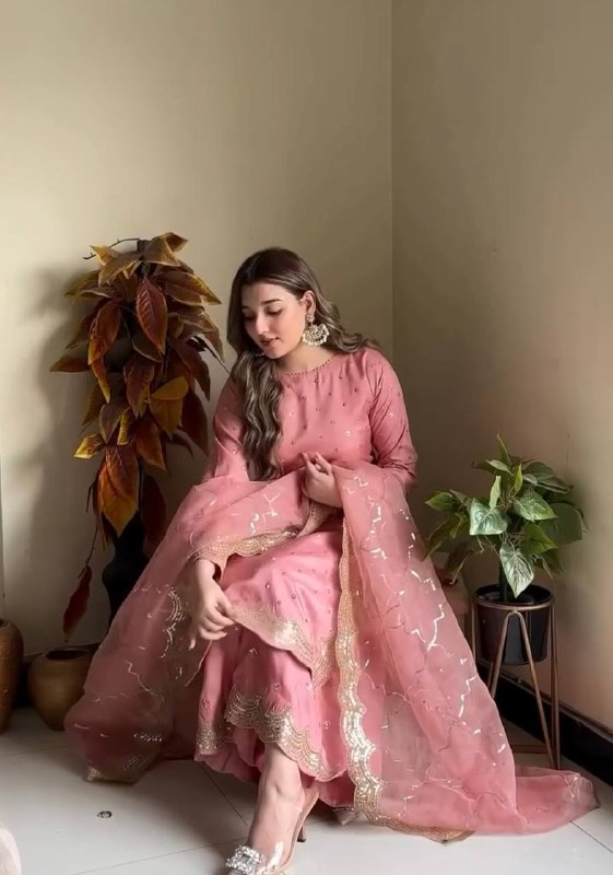 Sanaya Most Beautiful Blush Bloom Handcrafted Suit Set