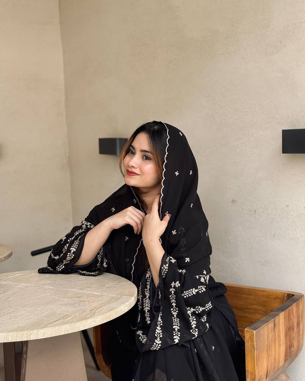 Midnight Bloom Embroidered Black Suit Set