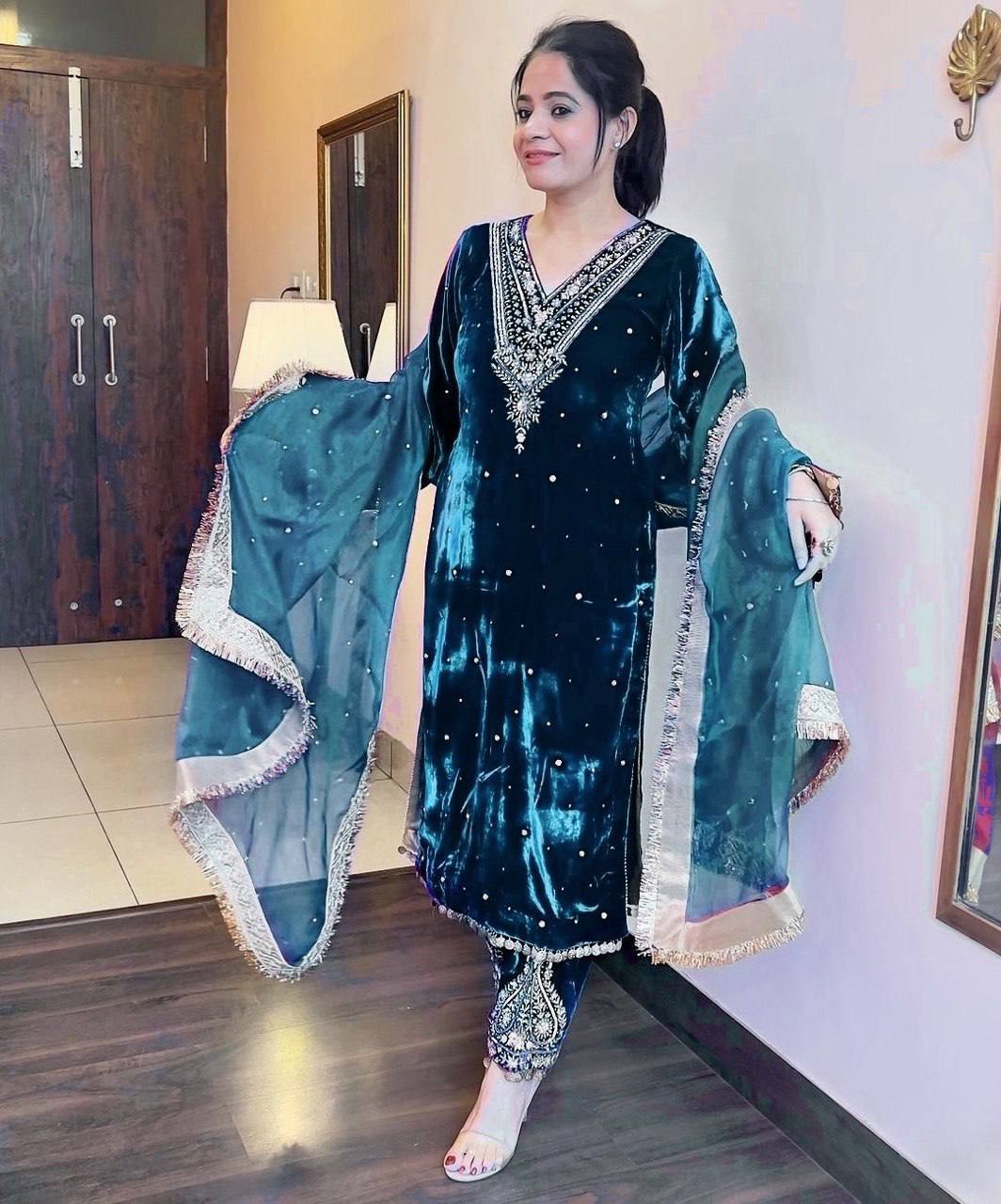 Crown of Velvet Elegance Suit Set