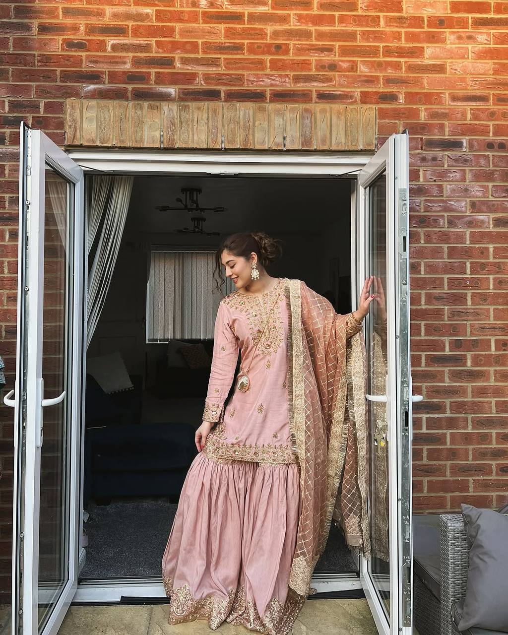 Blush Luxe Patiala Co-ord Handcrafted Kurti Sharara Suit Set