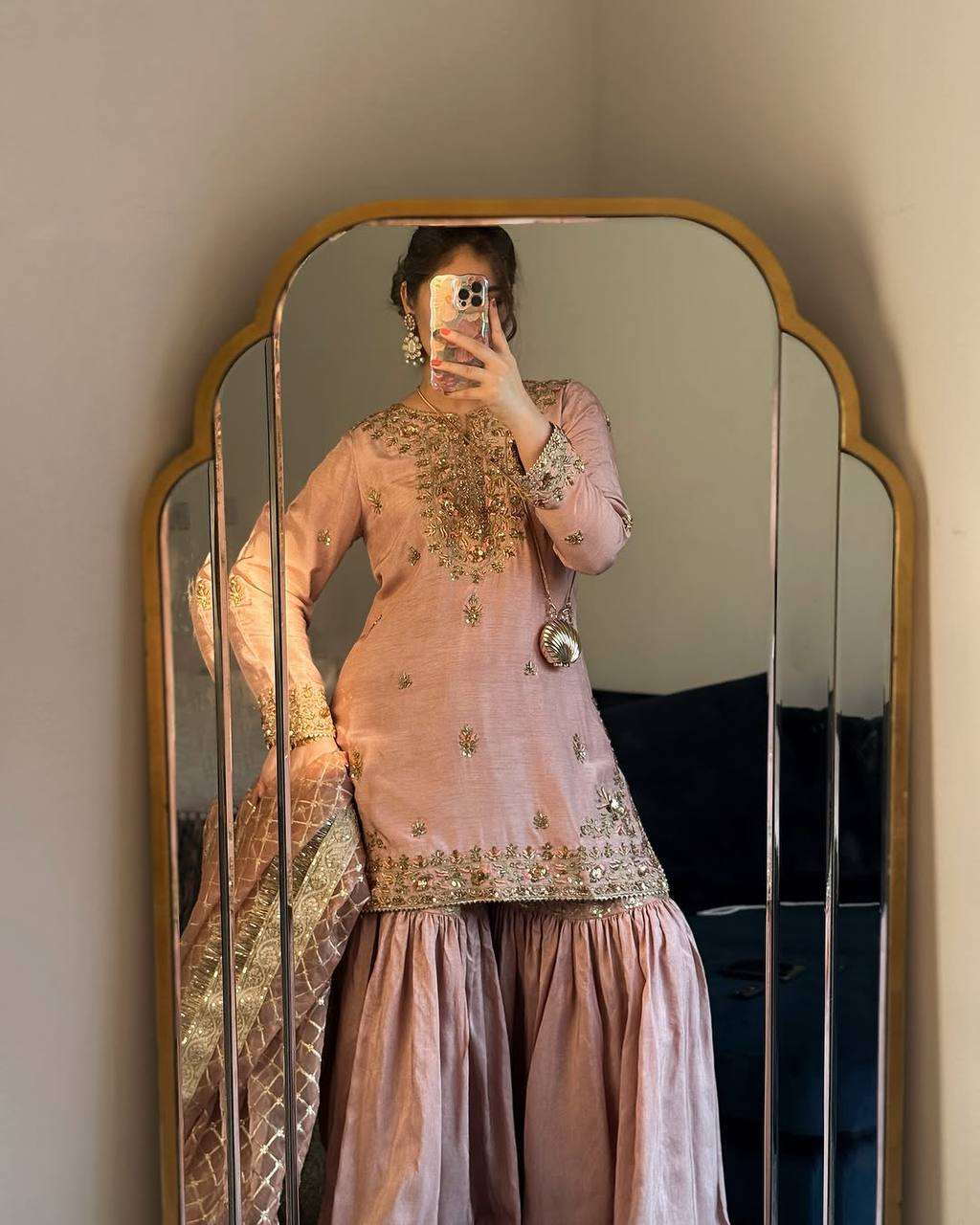 Blush Luxe Patiala Co-ord Handcrafted Kurti Sharara Suit Set