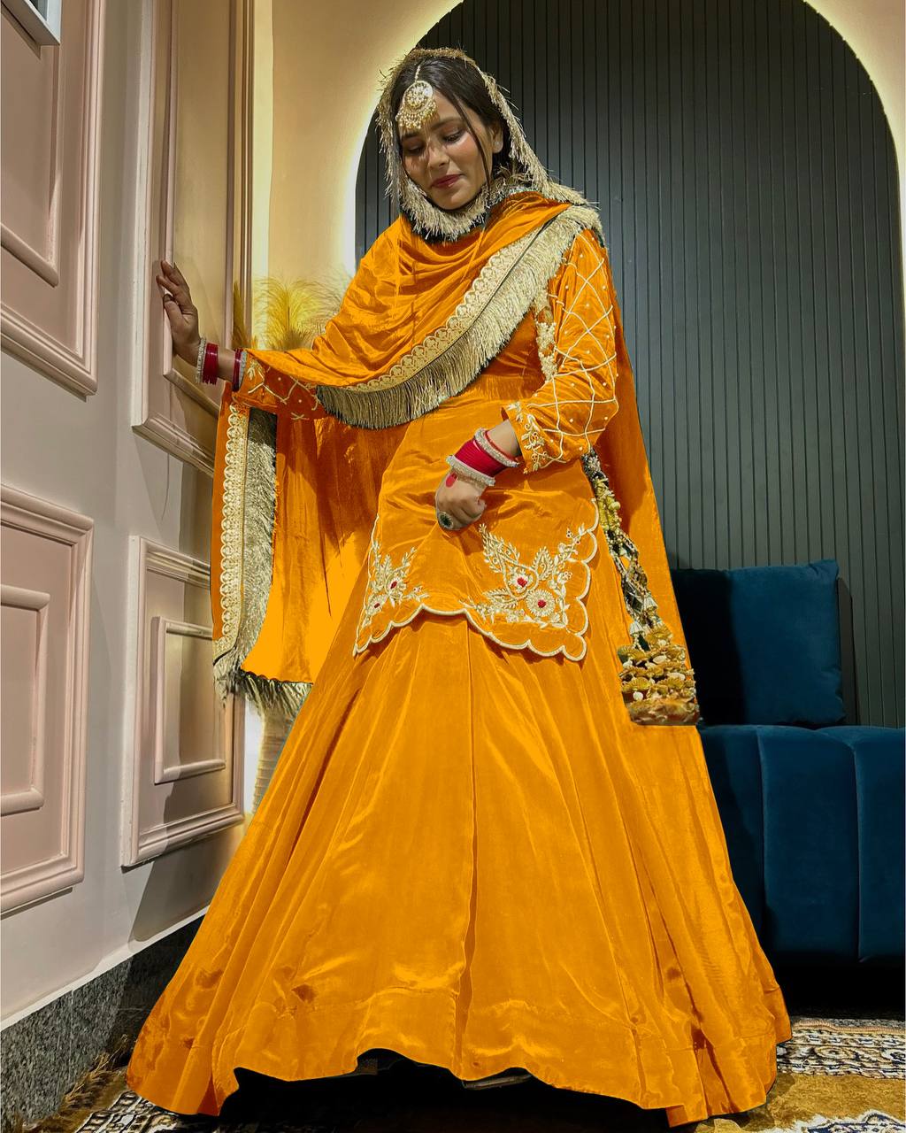 Zarisha Natural Crep Silk Top Lehenga