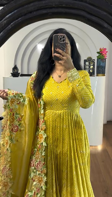 Inaya Golden Heavy chinon silk Party Wear Designer Anarkali