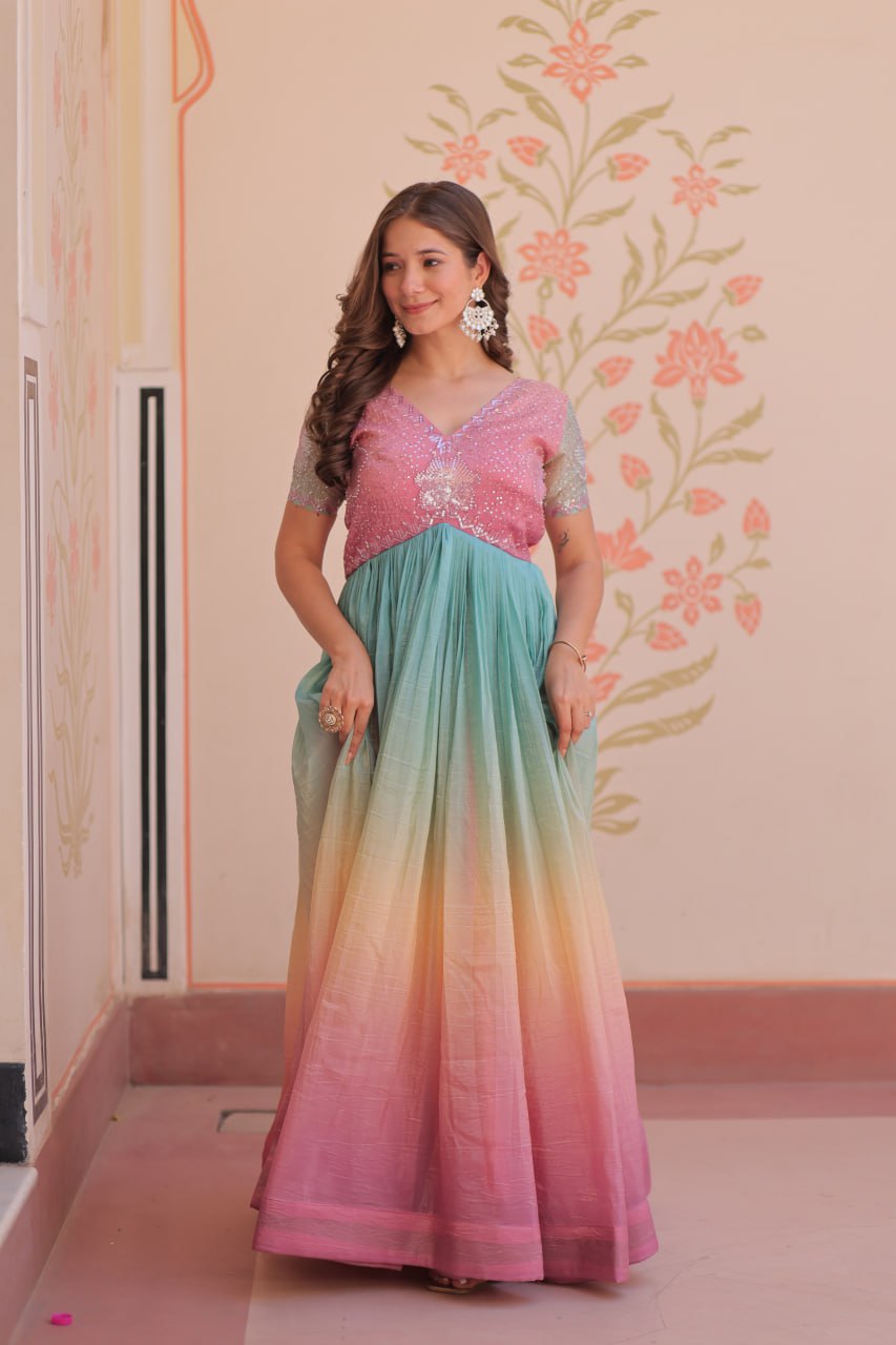Tiyana Rainbow Reverie Readymade Designer Gown