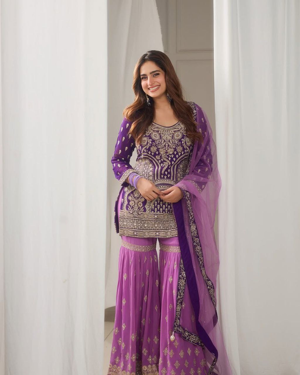 Twilight Royale Embellished Top Pallazo Set