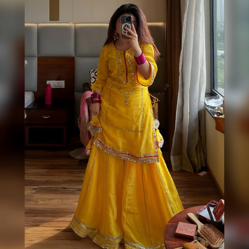 Advika Royal Haldi Bloom Luxury Readymade Sharara Set