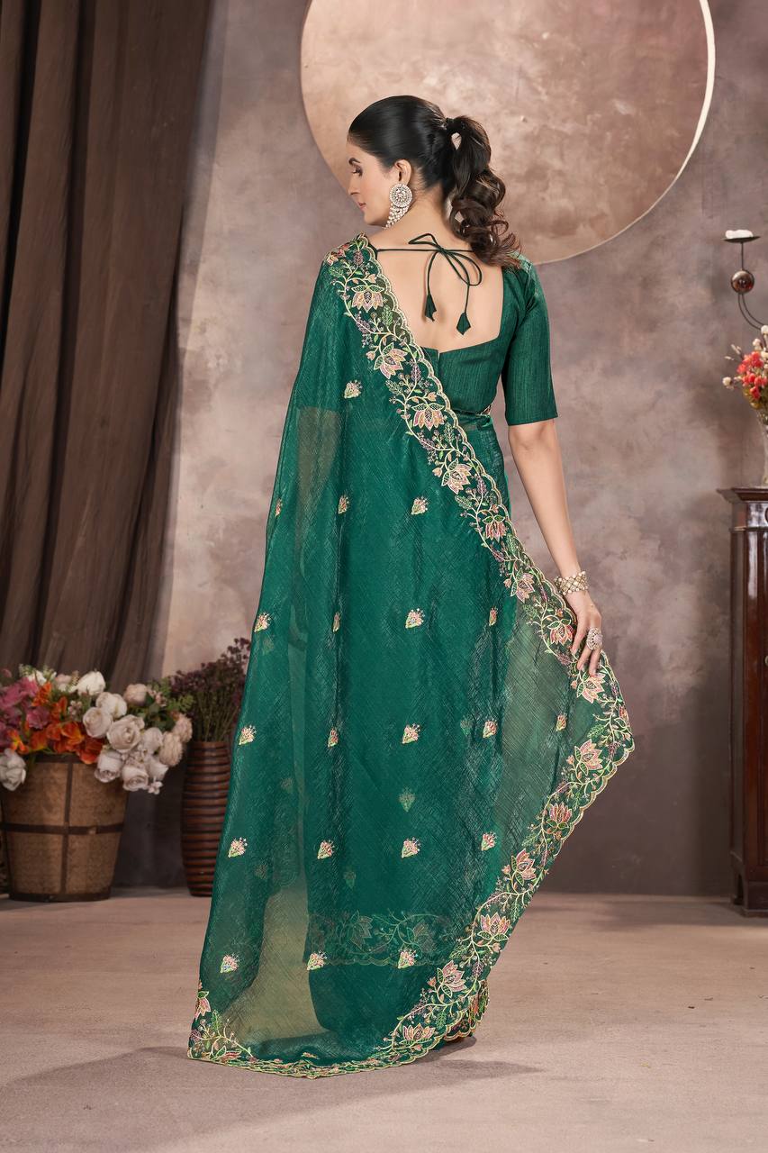 Zariya Gold Crunchy Malti Colour Designer Saree
