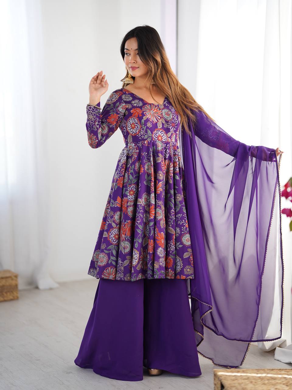Saadhvi Romansilk Chanderi Print Kediya Set