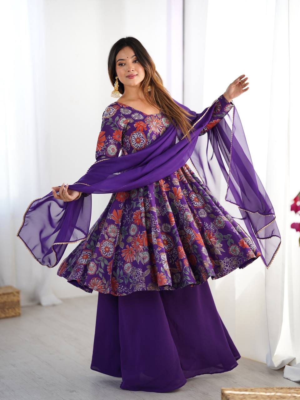 Saadhvi Romansilk Chanderi Print Kediya Set