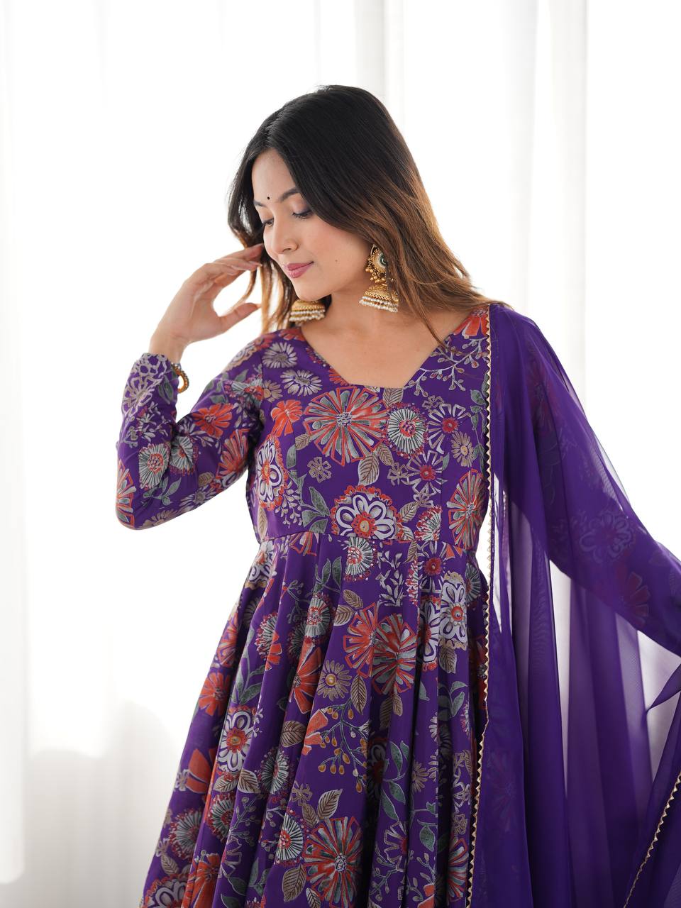 Saadhvi Romansilk Chanderi Print Kediya Set