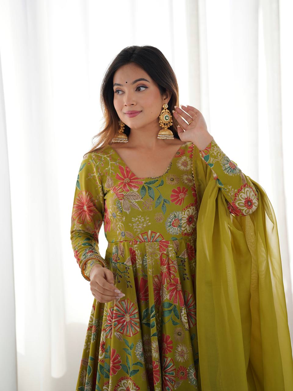 Saadhvi Romansilk Chanderi Print Kediya Set